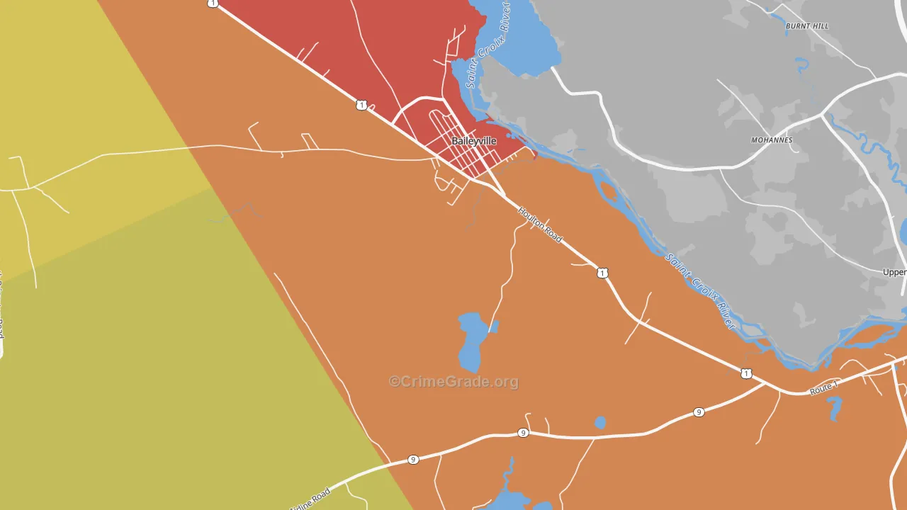 Woodland, ME Map of Vandalism Rates