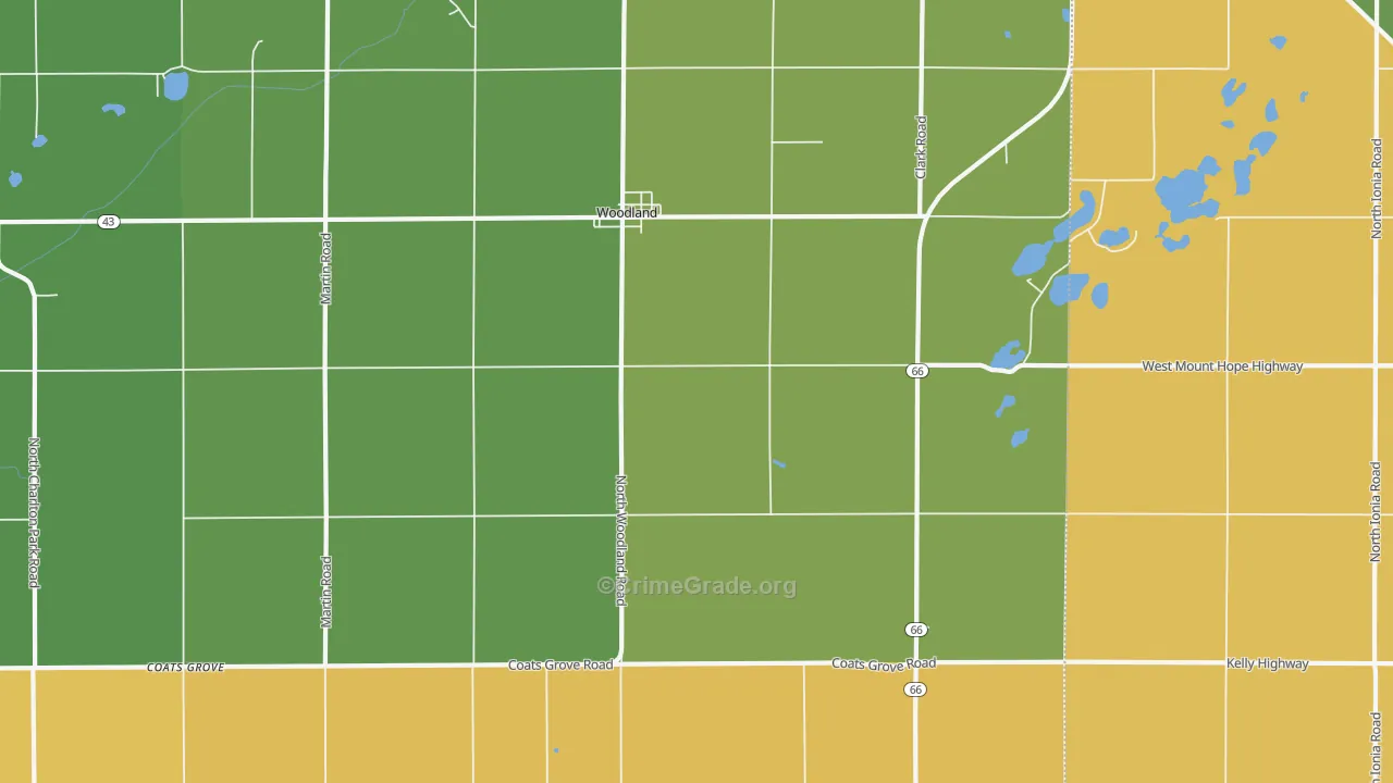 Woodland, MI Map of Vandalism Rates