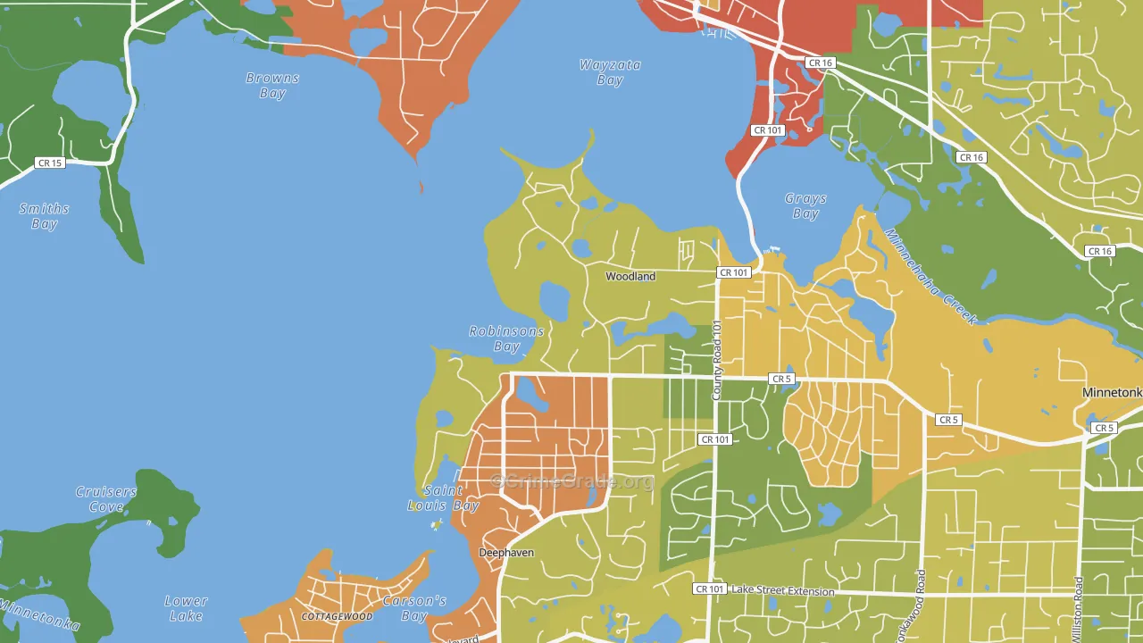Woodland, MN Map of Vandalism Rates