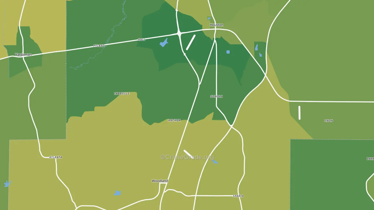 Woodland, MS Map of Vandalism Rates