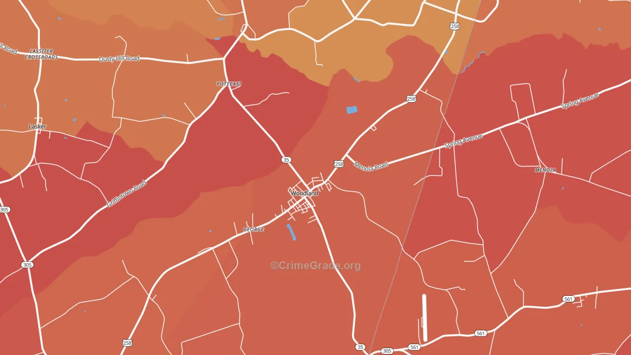 Woodland, NC Map of Vandalism Rates