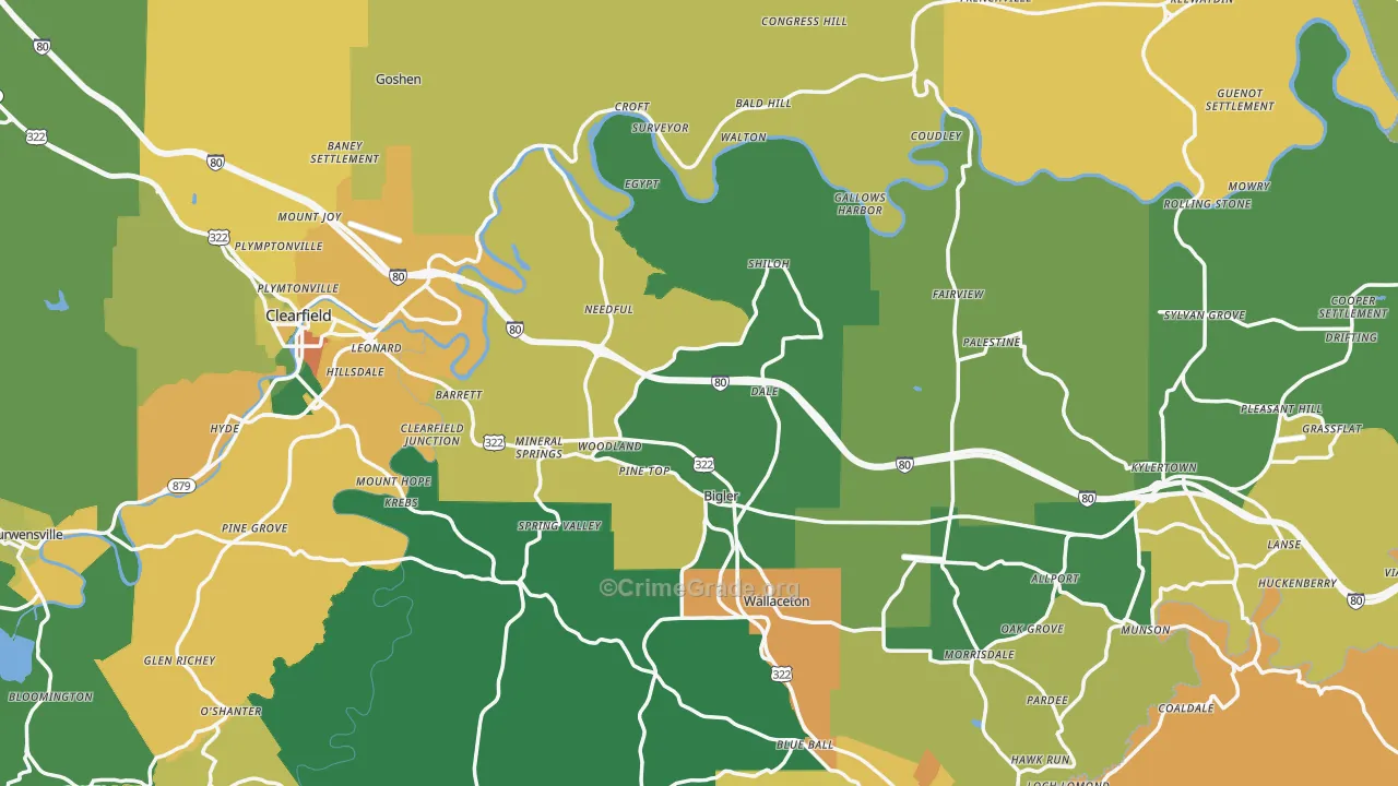 Woodland, PA Map of Vandalism Rates
