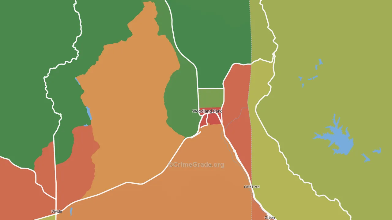 Woodland Park, CO Map of Vandalism Rates