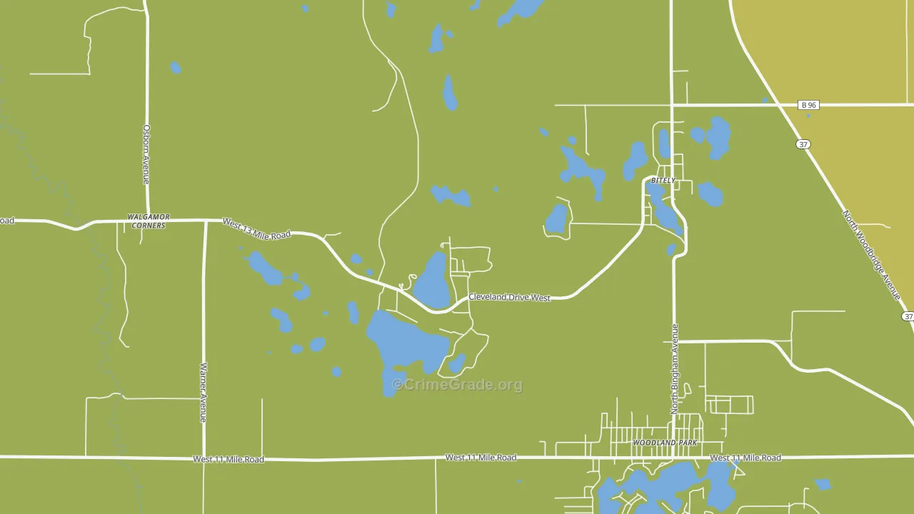 Woodland Park, MI Map of Vandalism Rates