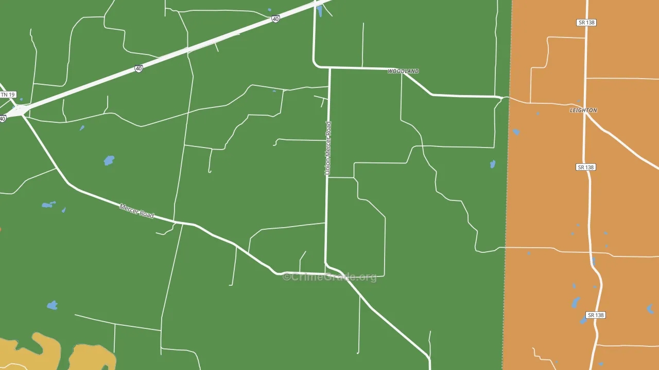 Woodland, TN Map of Vandalism Rates