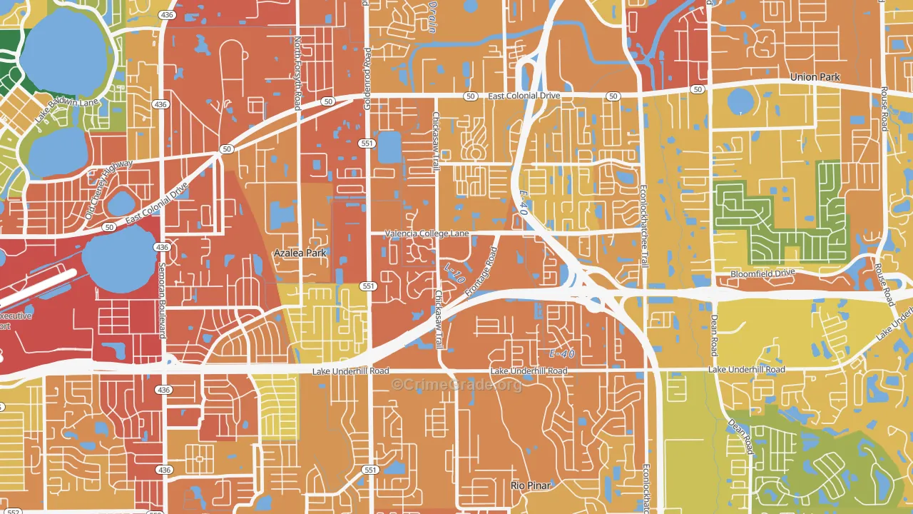 Woodlands-Orlando, Orlando, FL Map of Vandalism Rates