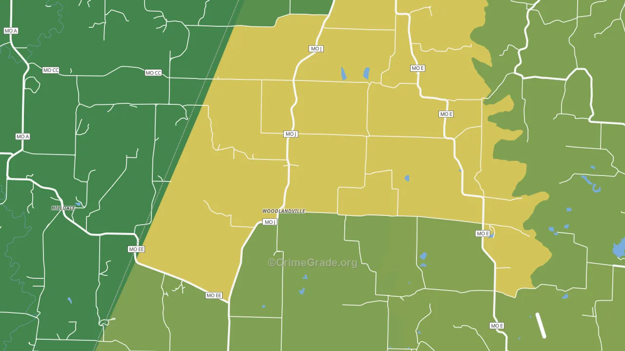 Woodlandville, MO Map of Vandalism Rates