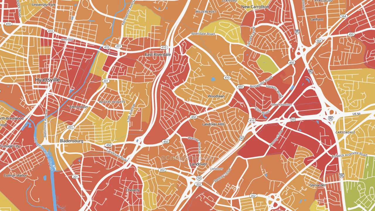 Woodlawn Hayattsville, Hyattsville, MD Map of Vandalism Rates