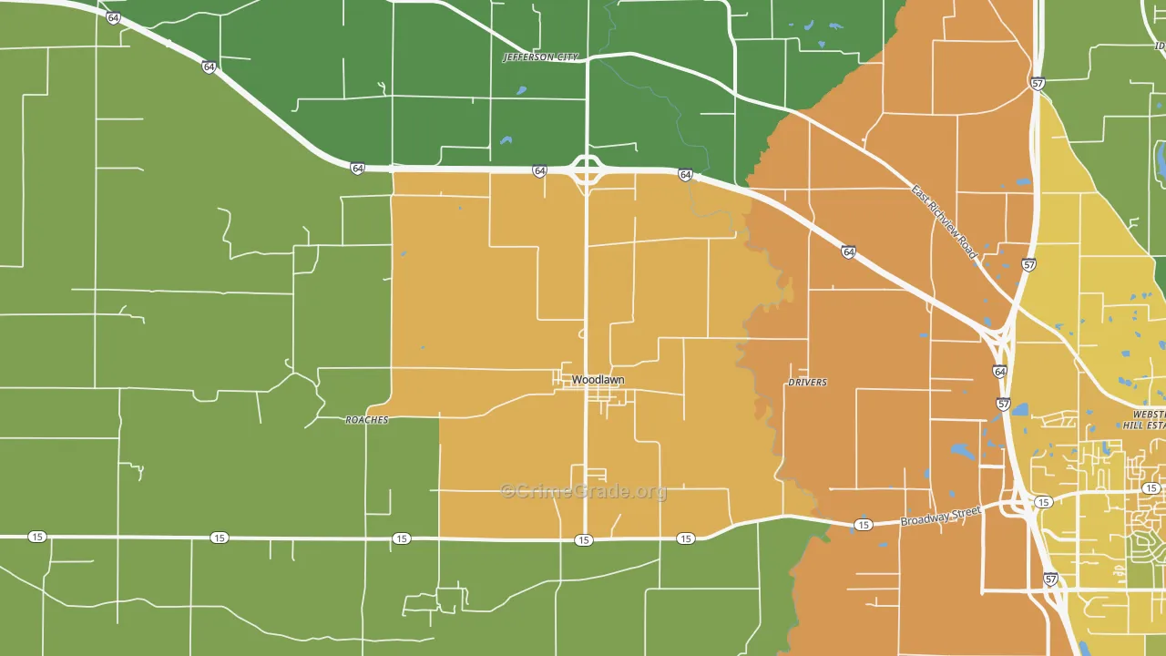 Woodlawn, IL Map of Vandalism Rates