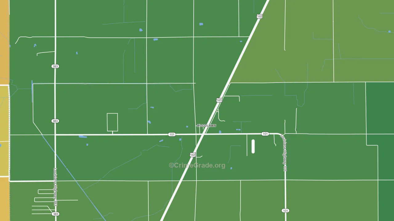 Woodlawn, LA Map of Vandalism Rates