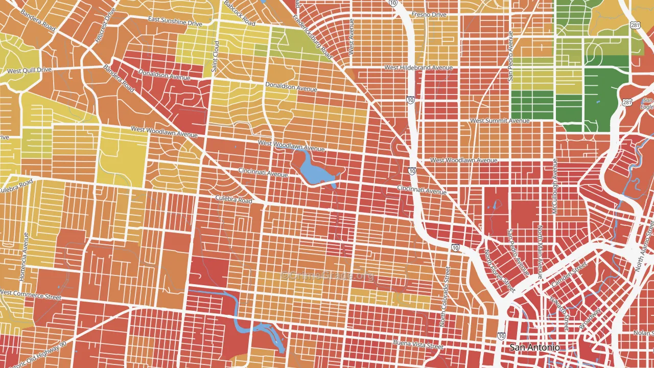 Woodlawn Lake, San Antonio, TX Map of Vandalism Rates