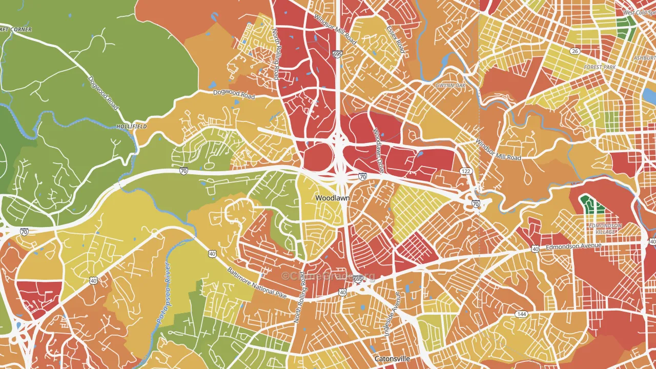 Woodlawn, MD Map of Vandalism Rates