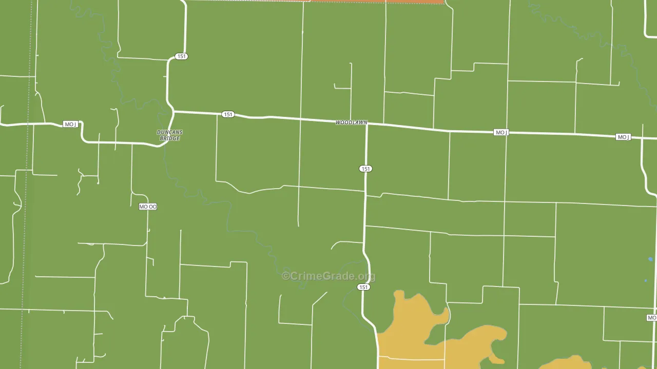 Woodlawn, MO Map of Vandalism Rates