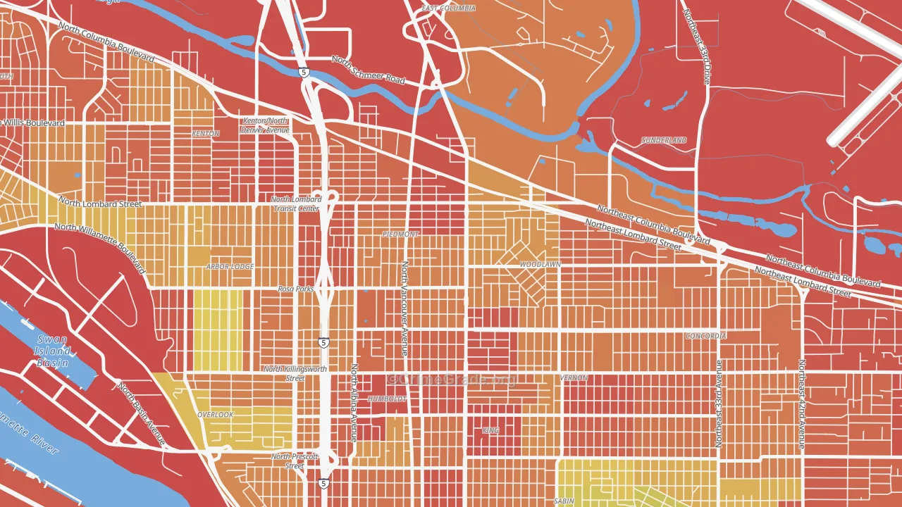 Woodlawn, Portland, OR Map of Vandalism Rates