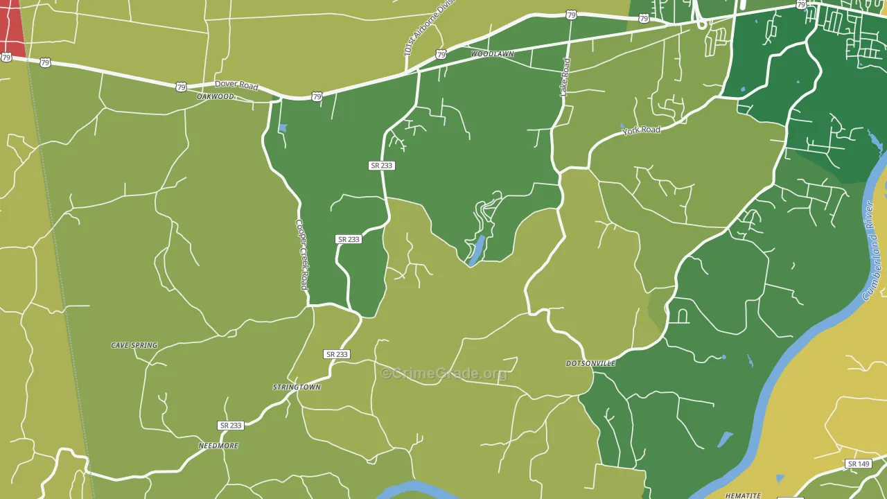 Woodlawn, TN Map of Vandalism Rates