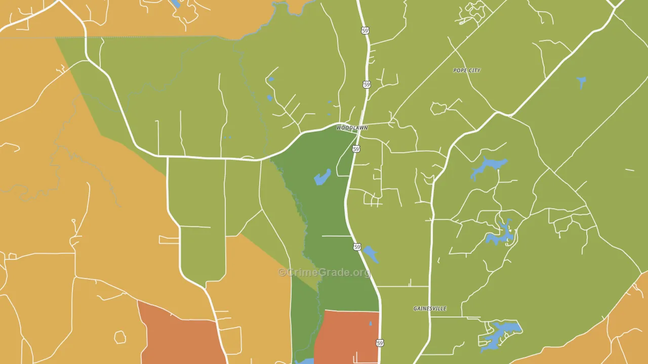 Woodlawn, TX Map of Vandalism Rates