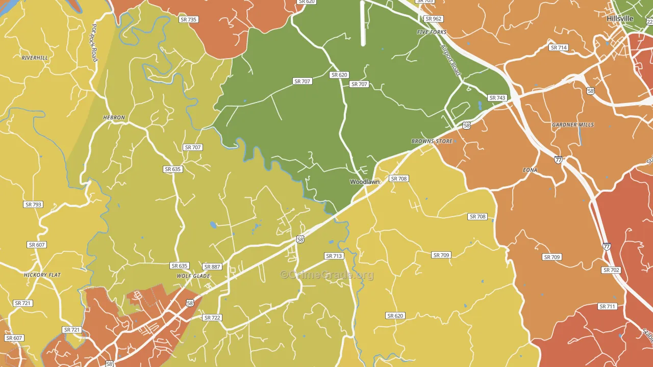 Woodlawn, VA Map of Vandalism Rates
