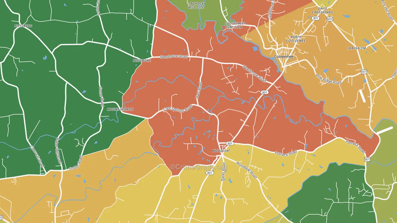 Woodleaf, NC Map of Vandalism Rates