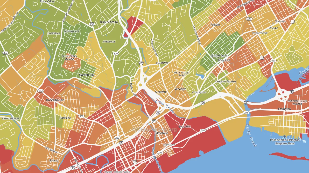 Woodlyn, PA Map of Vandalism Rates
