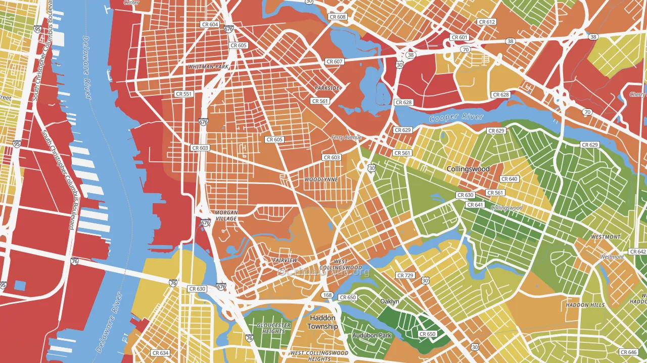 Woodlynne, NJ Map of Vandalism Rates