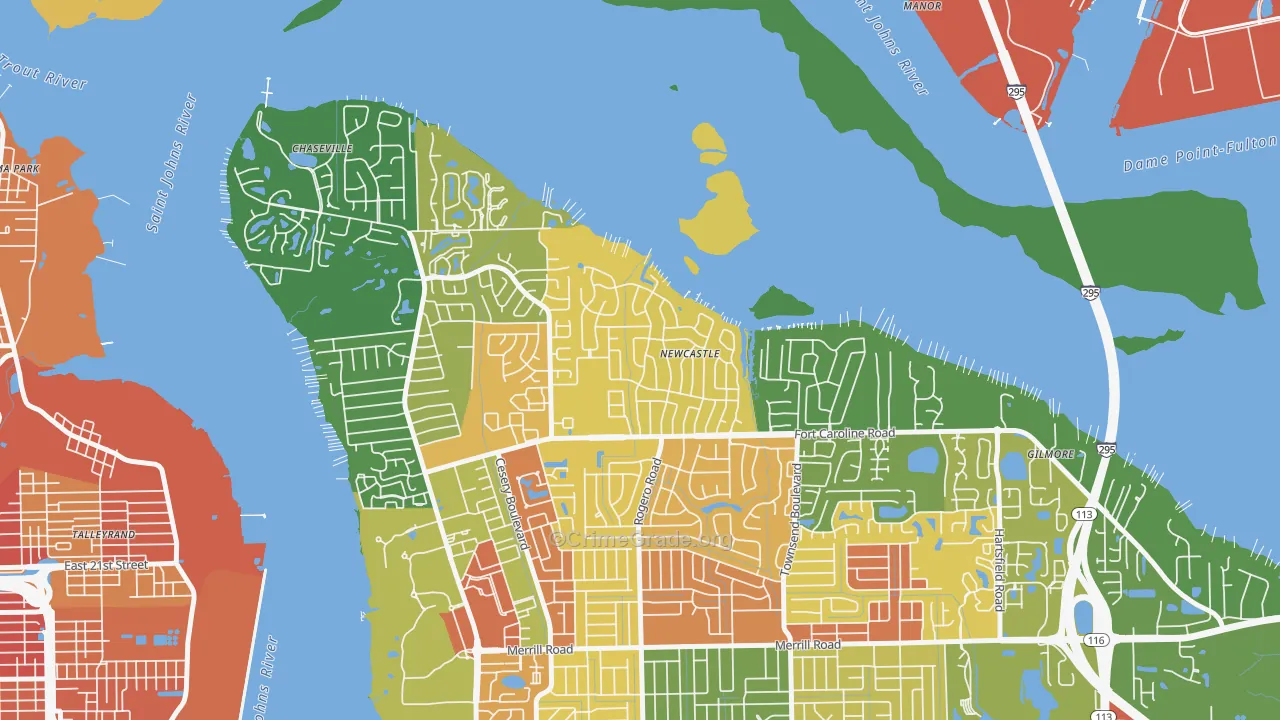 Woodmere, Jacksonville, FL Map of Vandalism Rates