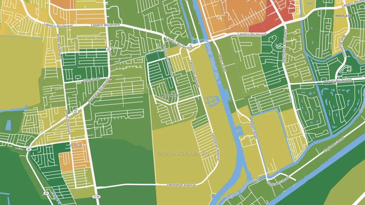 Woodmere, LA Map of Vandalism Rates