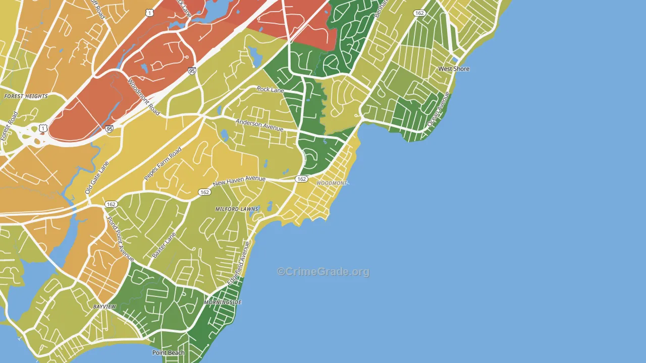 Woodmont, CT Map of Vandalism Rates