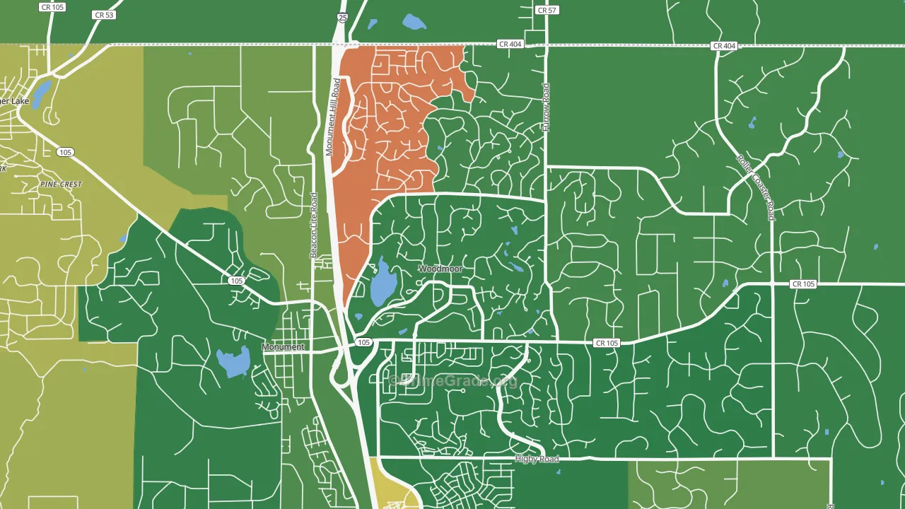 Woodmoor, CO Map of Vandalism Rates