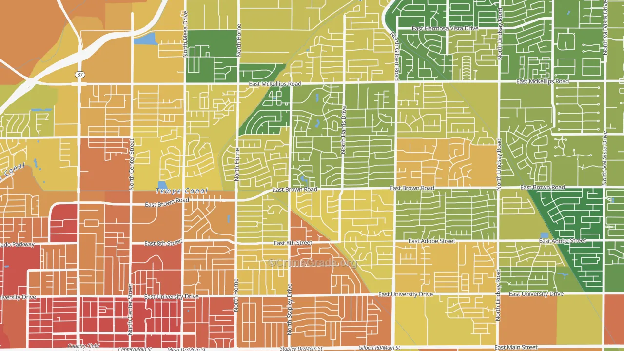 Woodridge Lakes, Mesa, AZ Map of Vandalism Rates