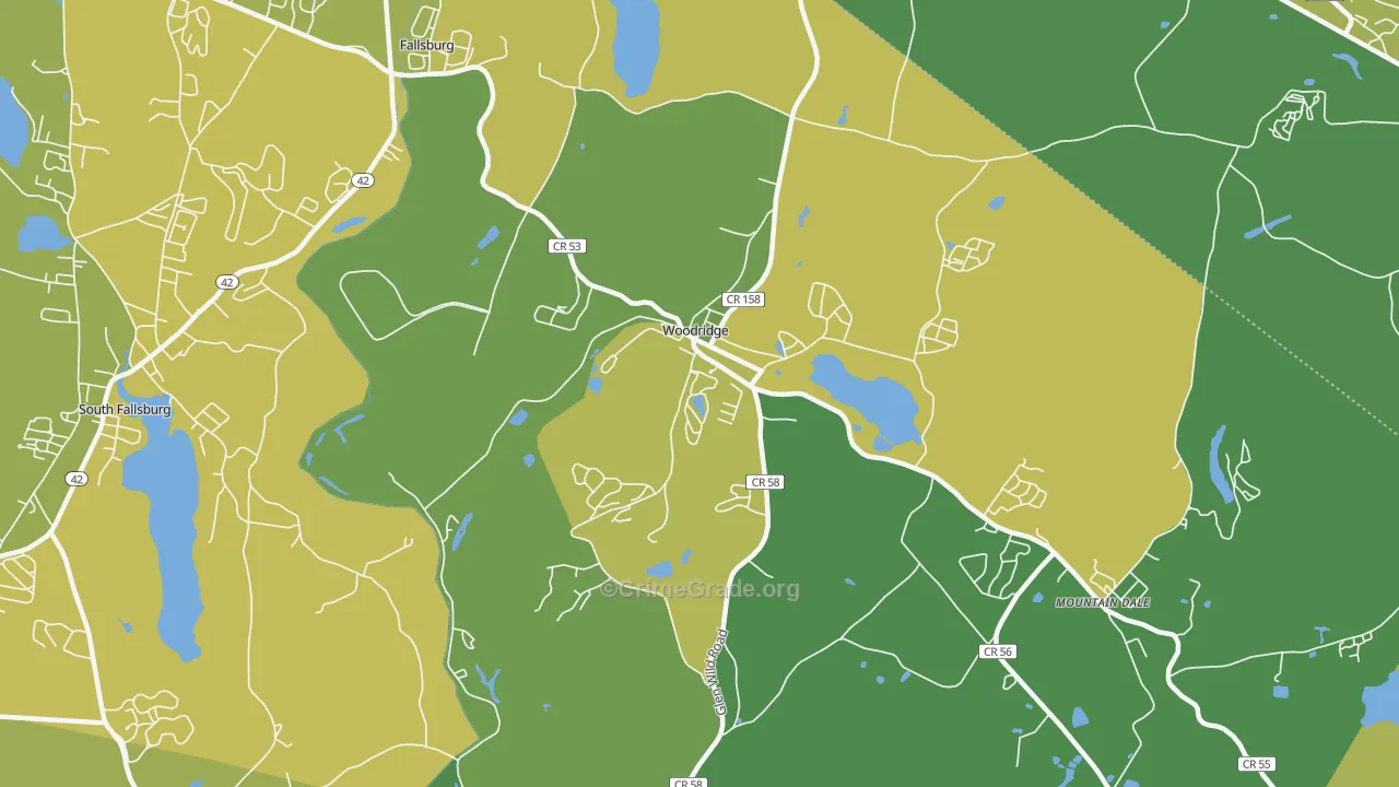 Woodridge, NY Map of Vandalism Rates