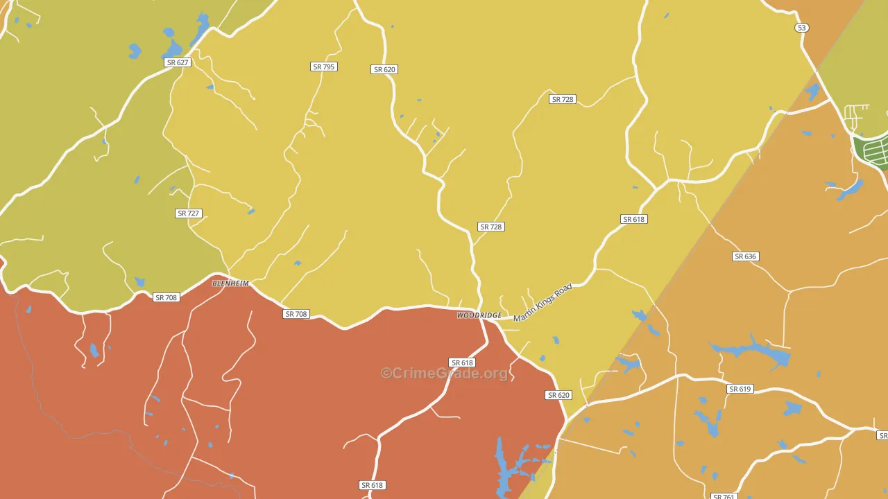 Woodridge, VA Map of Vandalism Rates