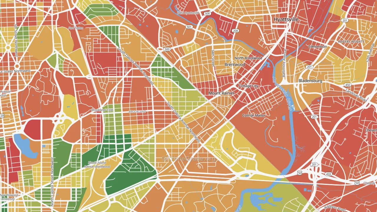 Woodridge, Washington, DC Map of Vandalism Rates
