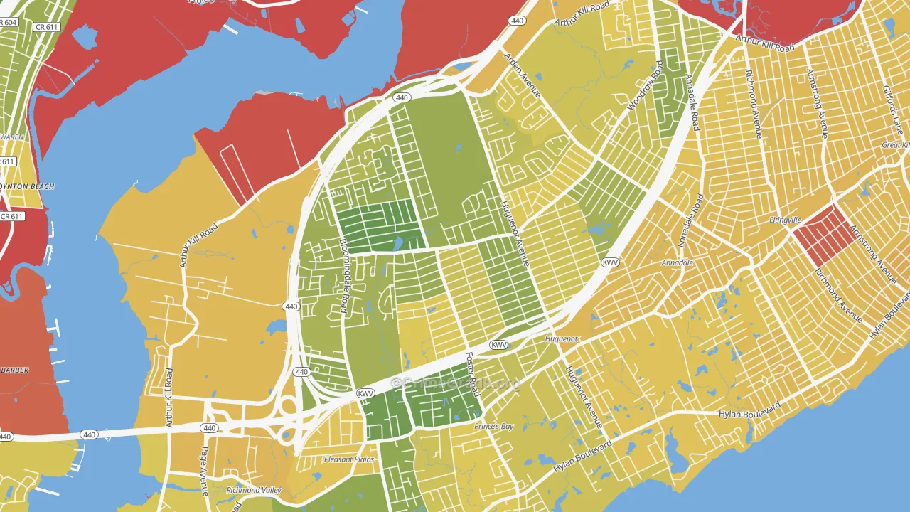 Woodrow, Staten Island, NY Map of Vandalism Rates
