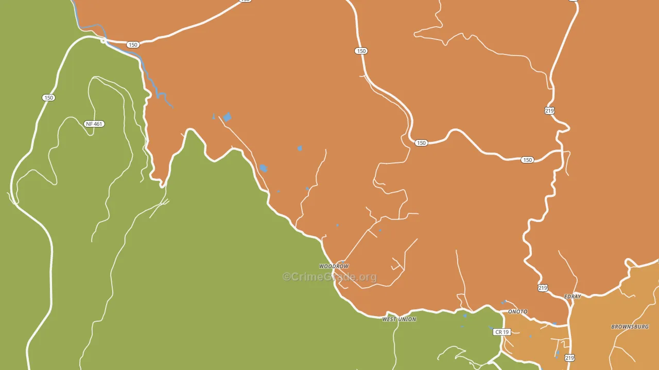 Woodrow, WV Map of Vandalism Rates