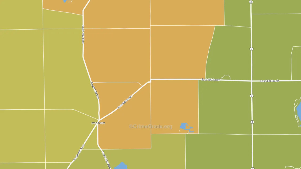 Woodruff, IN Map of Vandalism Rates