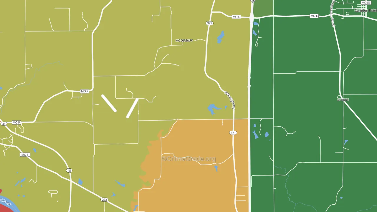 Woodruff, MO Map of Vandalism Rates