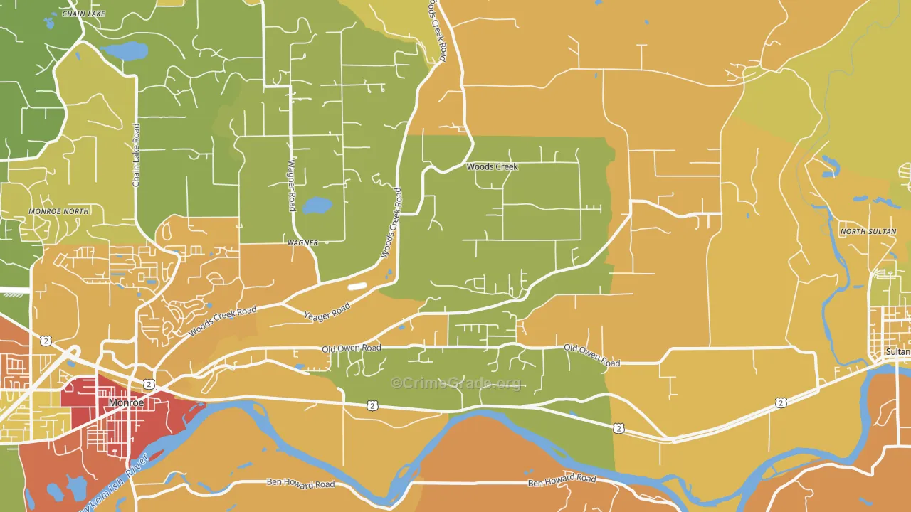 Woods Creek, WA Map of Vandalism Rates