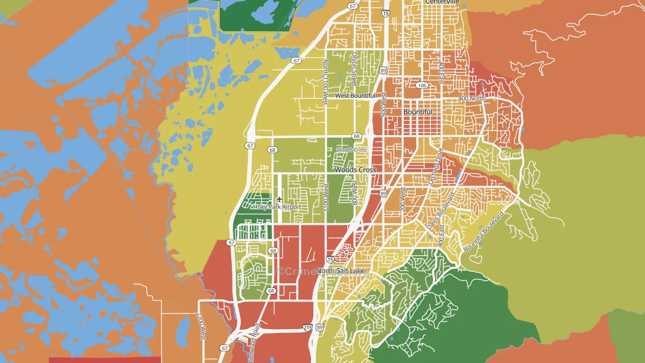 Woods Cross, UT Map of Vandalism Rates