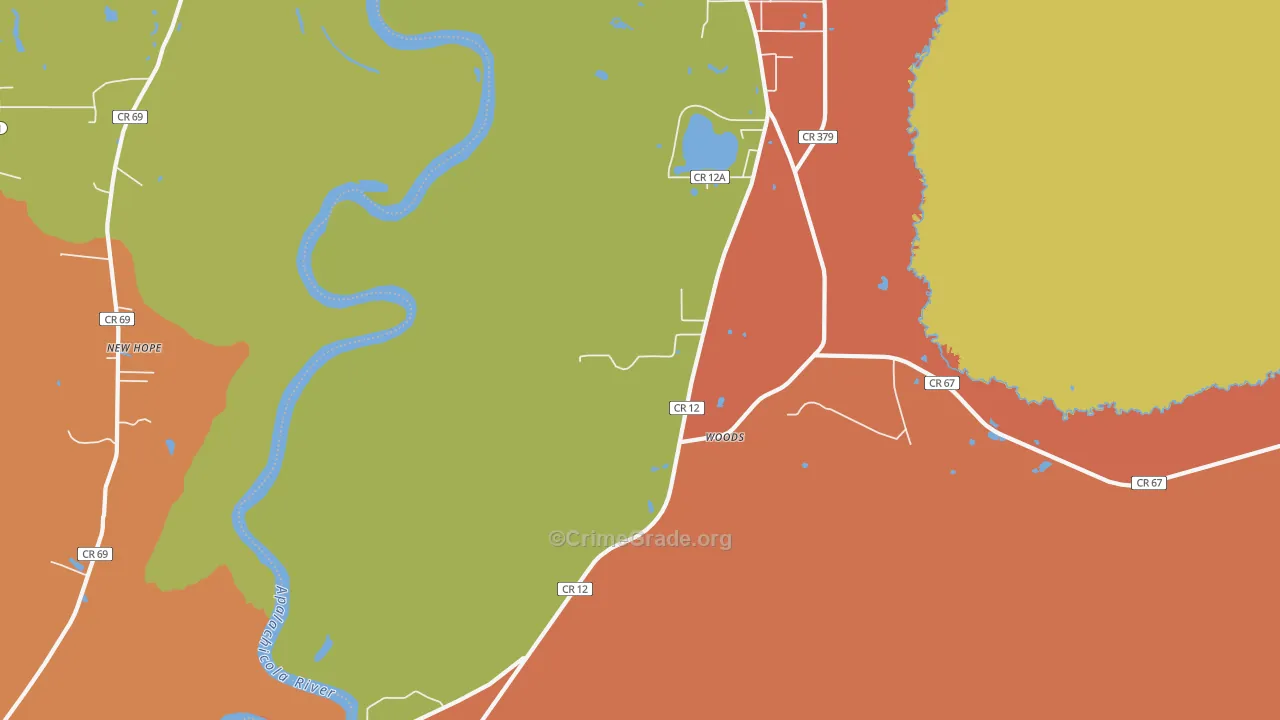 Woods, FL Map of Vandalism Rates