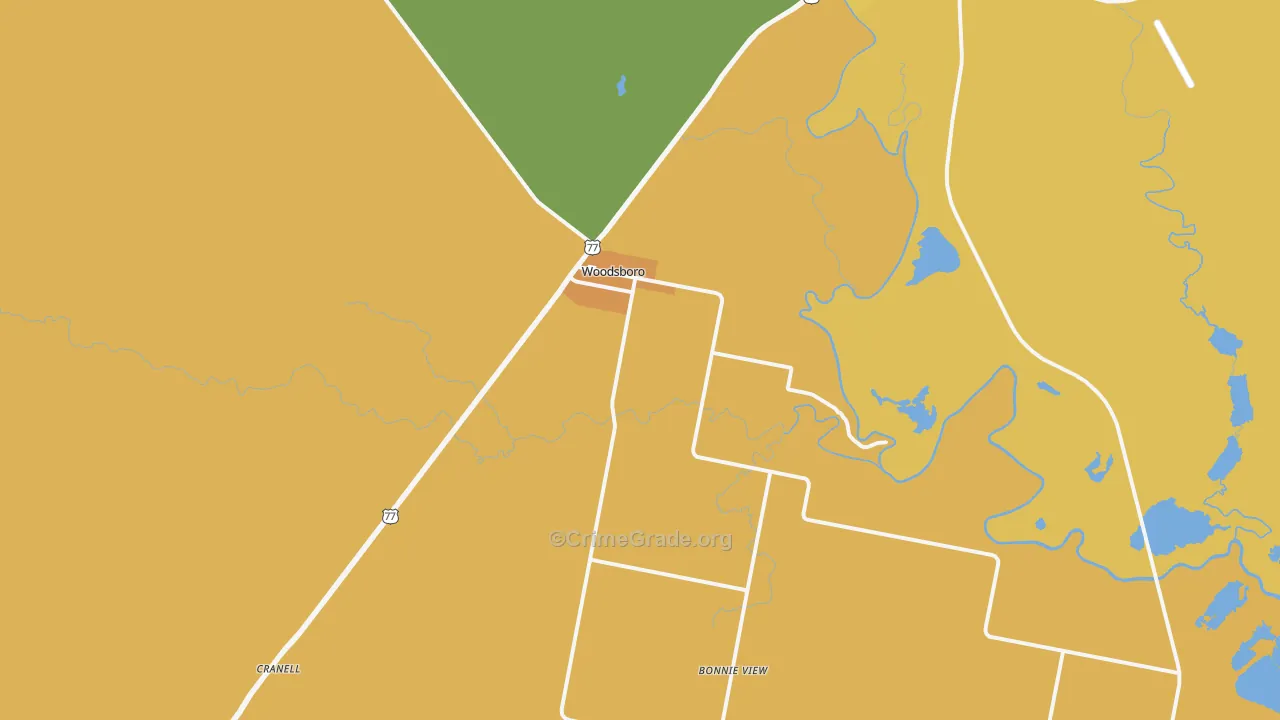 Woodsboro, TX Map of Vandalism Rates