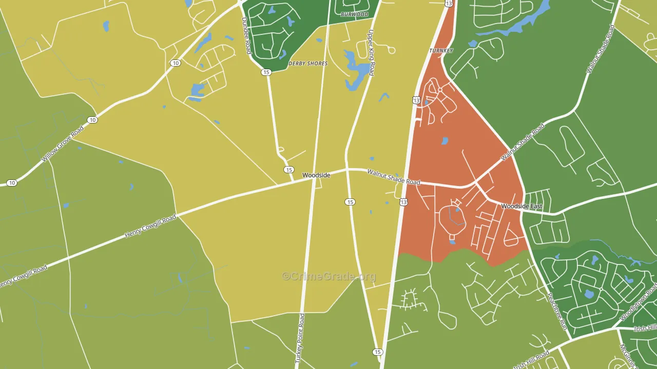 Woodside, DE Map of Vandalism Rates