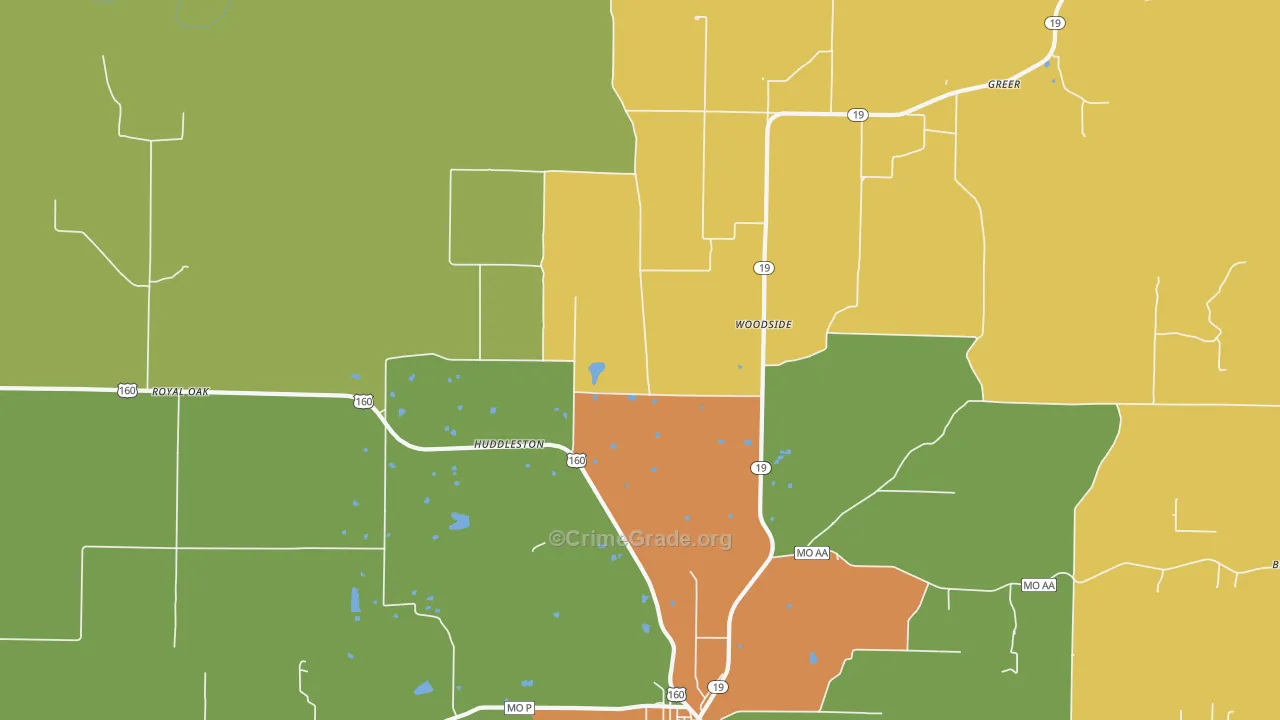 Woodside, MO Map of Vandalism Rates