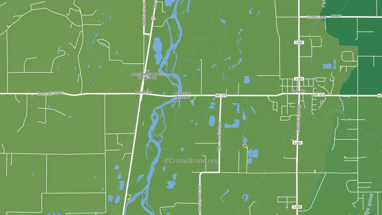 Woodside, MT Map of Vandalism Rates