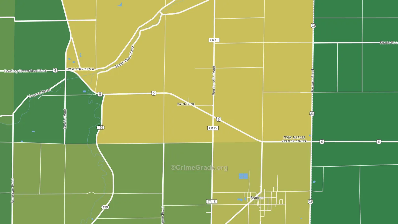 Woodside, OH Map of Vandalism Rates