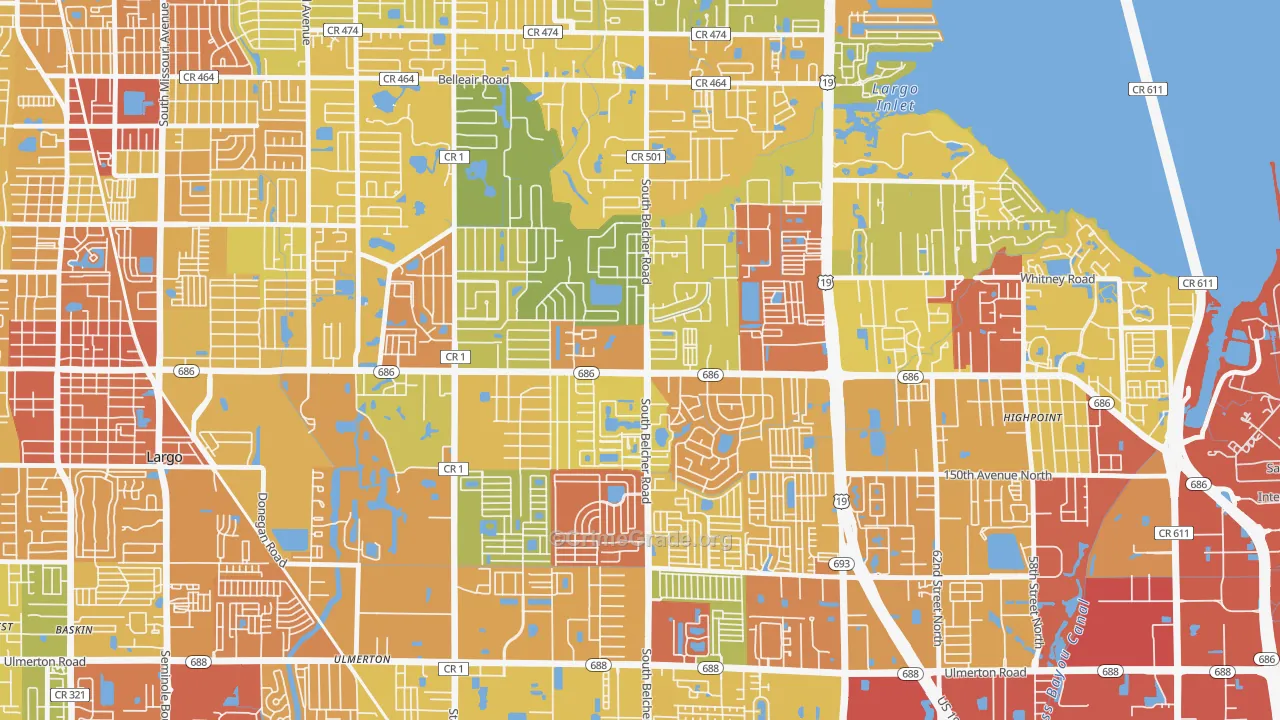 Woodside Village, Largo, FL Map of Vandalism Rates
