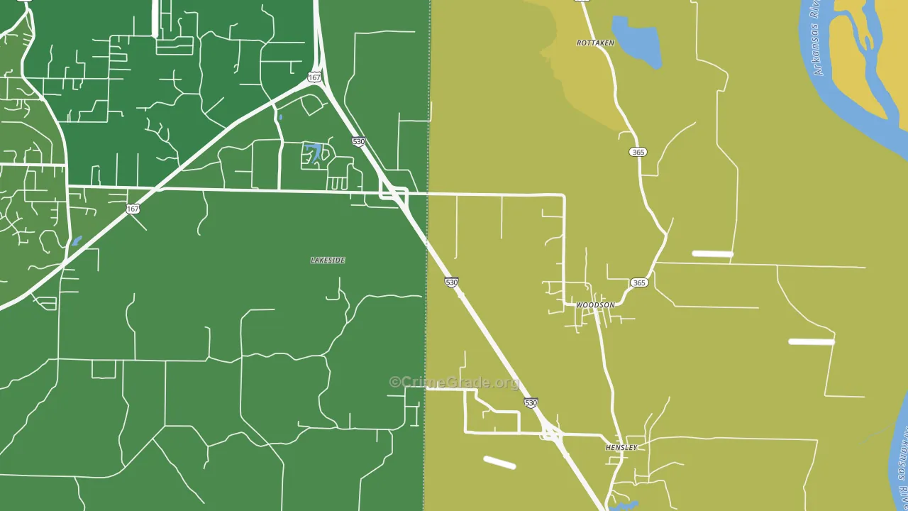 Woodson, AR Map of Vandalism Rates