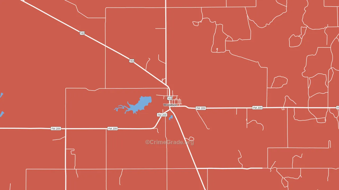 Woodson, TX Map of Vandalism Rates