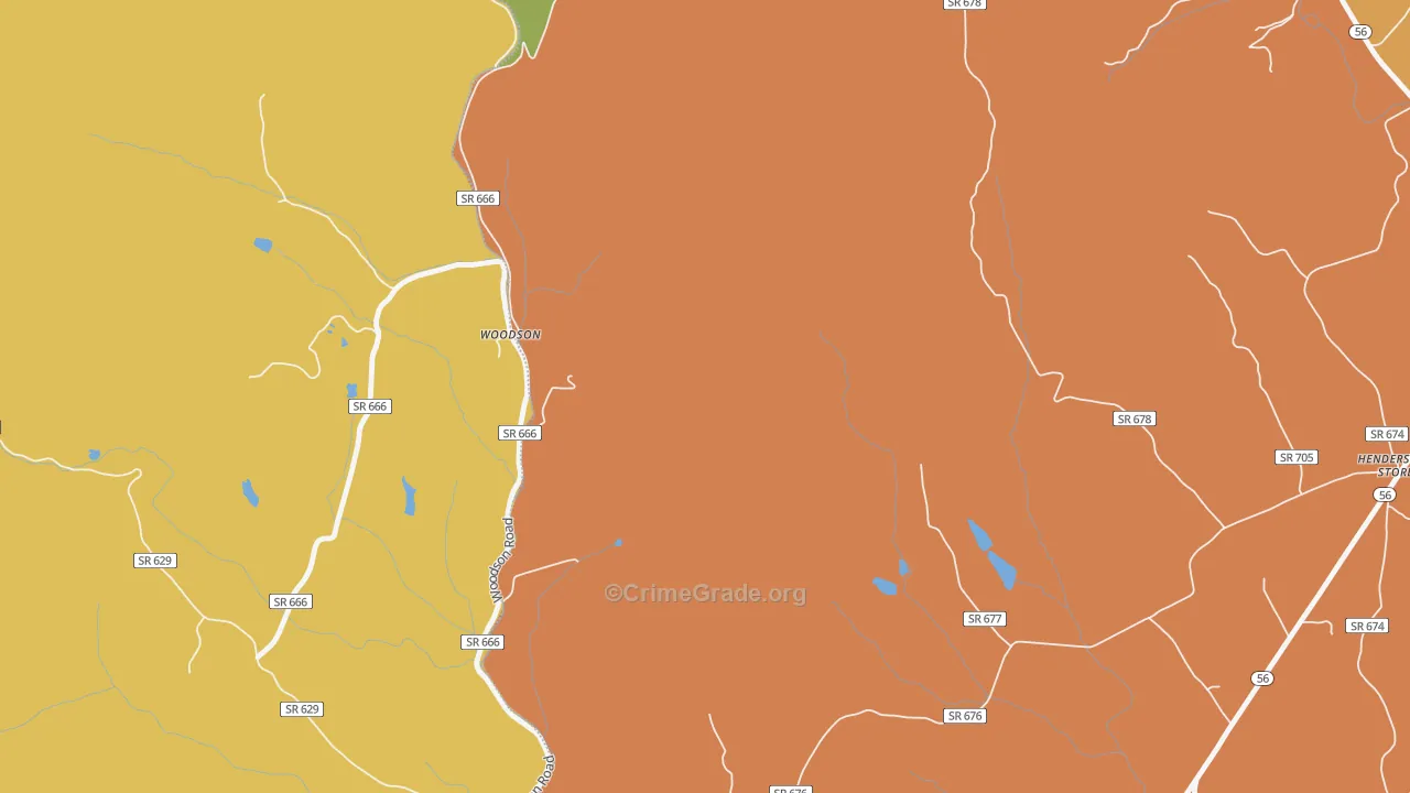 Woodson, VA Map of Vandalism Rates