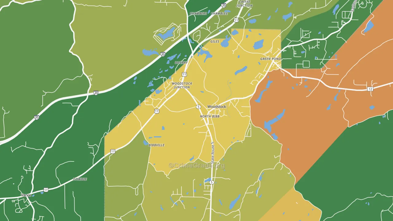 Woodstock, AL Map of Vandalism Rates