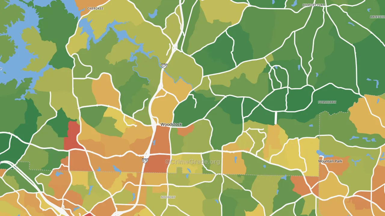 Woodstock, GA Map of Vandalism Rates